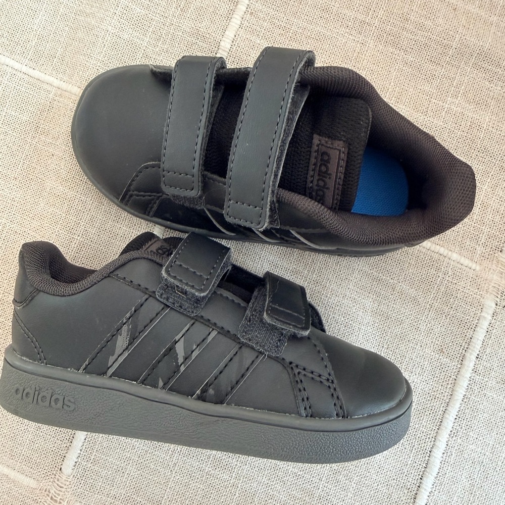 Adidas Kids Grand Court Black Camo Velcro Sneakers